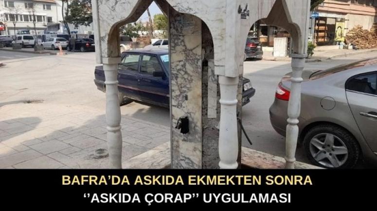 Bafra'da Askıda Ekmekten Sonra Askıda Çorap Uygulaması