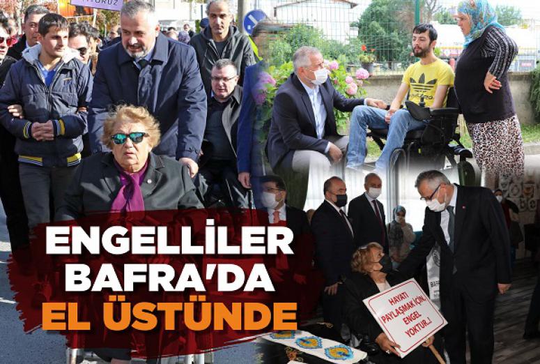 ENGELLİLER BAFRA'DA EL ÜSTÜNDE