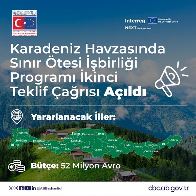 KARADENİZ HAVZASI PROGRAMININ 2021-2027 DÖNEMİ İKİNCİ VE SON PROJE TEKLİF ÇAĞRISI BAŞVURULARI BAŞLADI