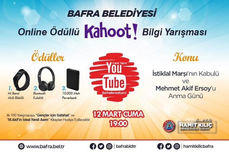 BAFRA BELEİDYESİNDEN  GENEL KÜLTÜR TEMALI ÖDÜLLÜ ONLİNE BİLGİ YARIŞMASI