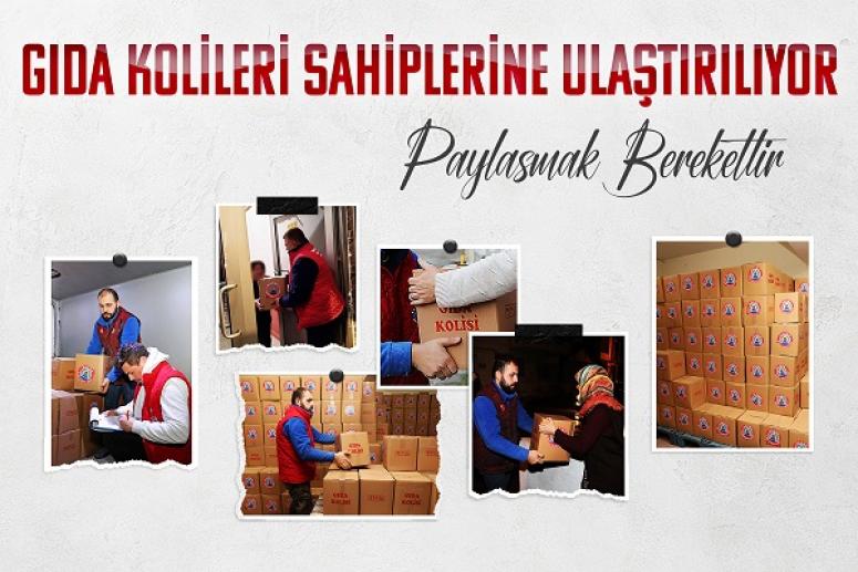 GIDA KOLİLERİ SAHİPLERİNE ULAŞTIRILIYOR “PAYLAŞMAK BEREKETTİR”